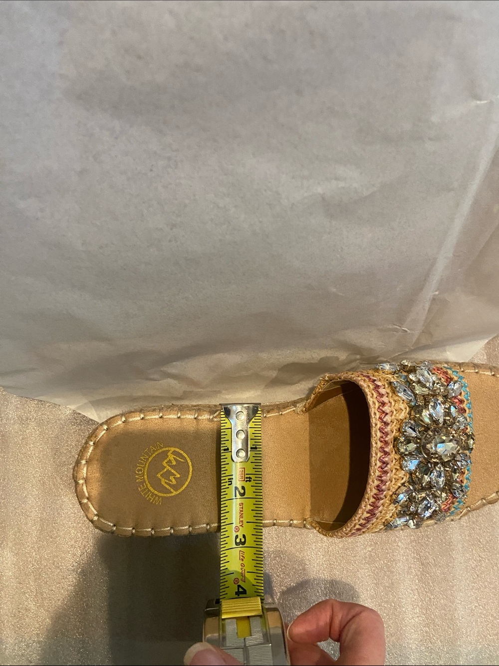 White Mountain NWOT Multi Gem Espadrille Slides - Picture 8 of 11